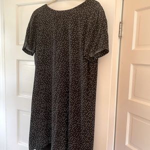 Black dress with little dots and low back from Madewell